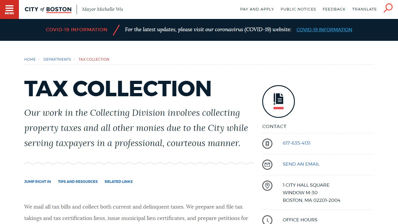 Tax Collection | Boston.gov